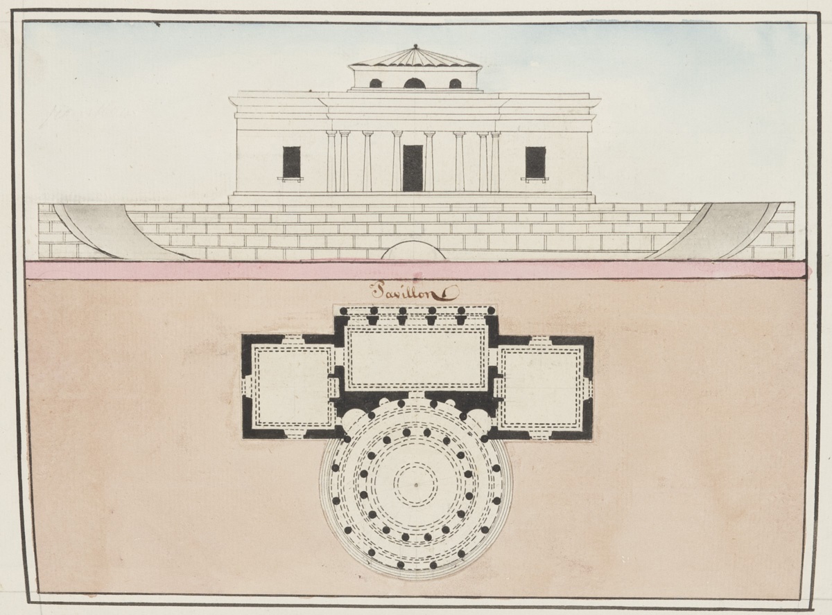 Élévation et plan d'un pavillon
