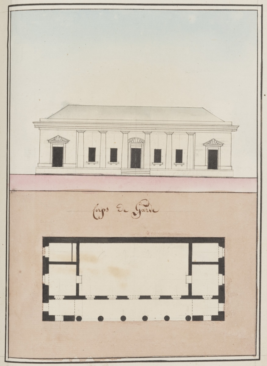 Élévation et plan d'un corps de garde