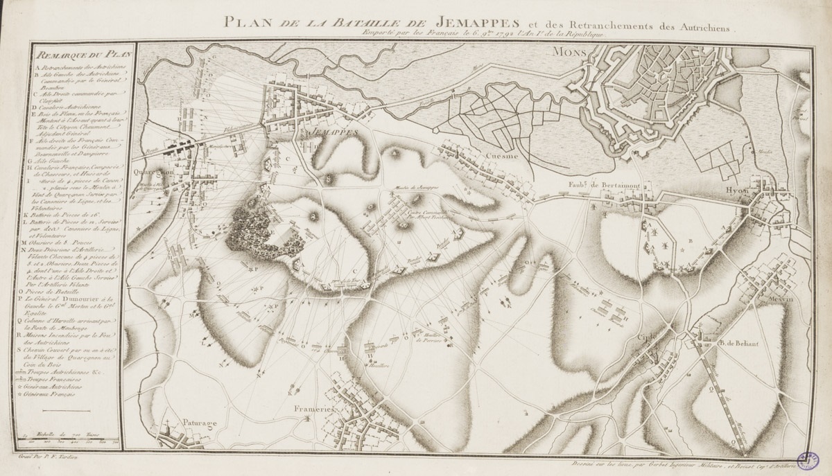 Plan de la bataille de Jemappes et des retranchements des autrichiens. Emporté par les français le 6. 9bre 1792