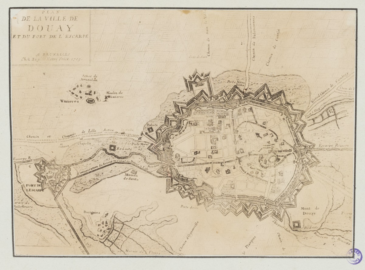 Plan de la ville de Douay et du fort de l'Escarpe
