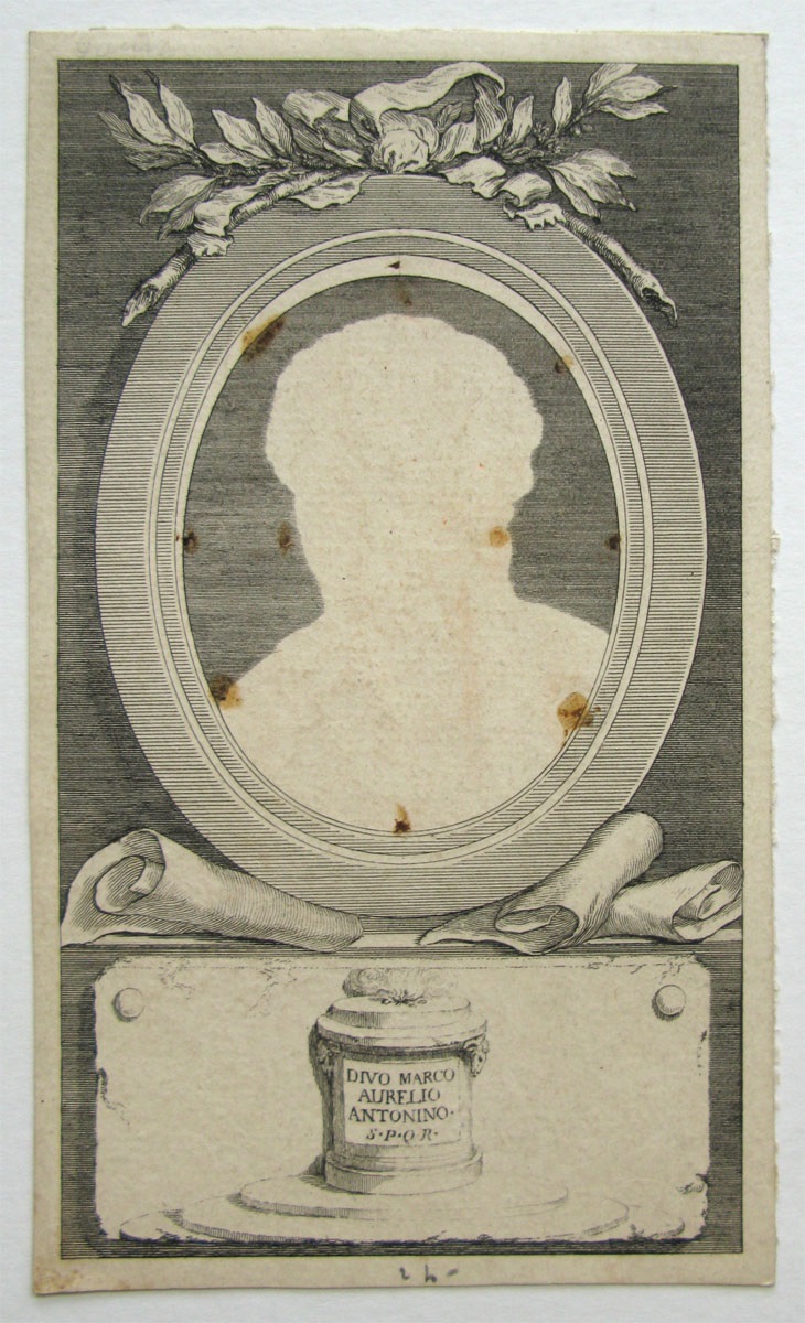 Encadrement pour le portrait de Marc-Aurèle ; Divo Marco Aurelio Antonino