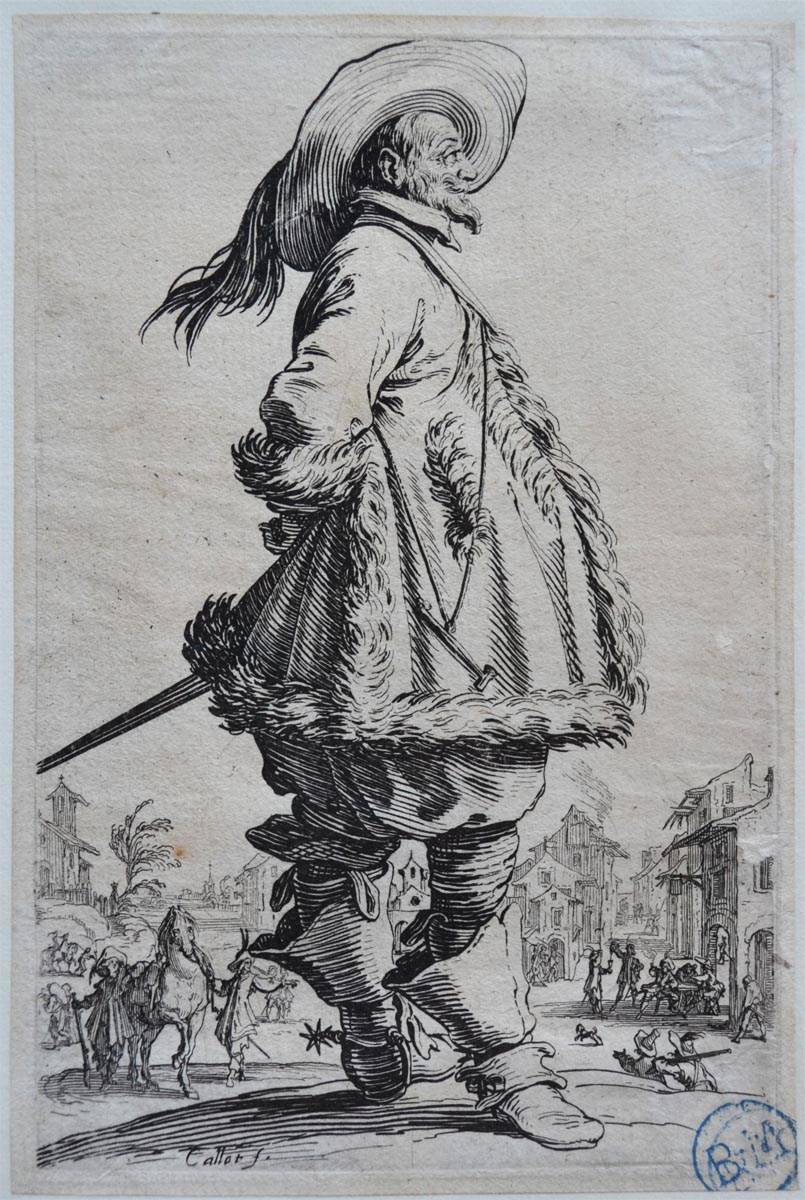 Le Gentilhomme au manteau bordé de fourrure tenant ses mains derrière le dos