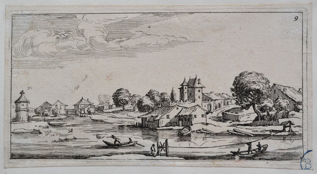 Vue d'un village baigné par une rivière