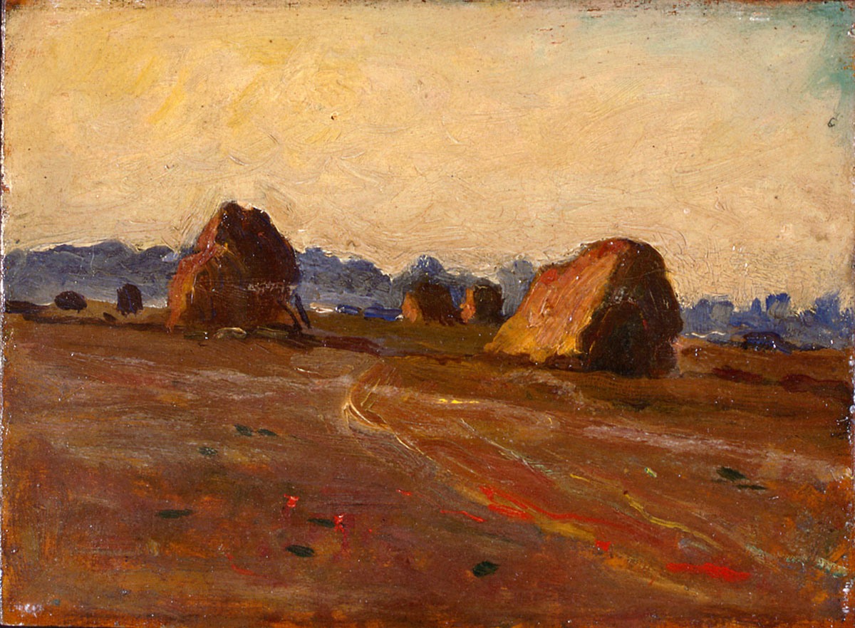 Deux meules sous un ciel jaune