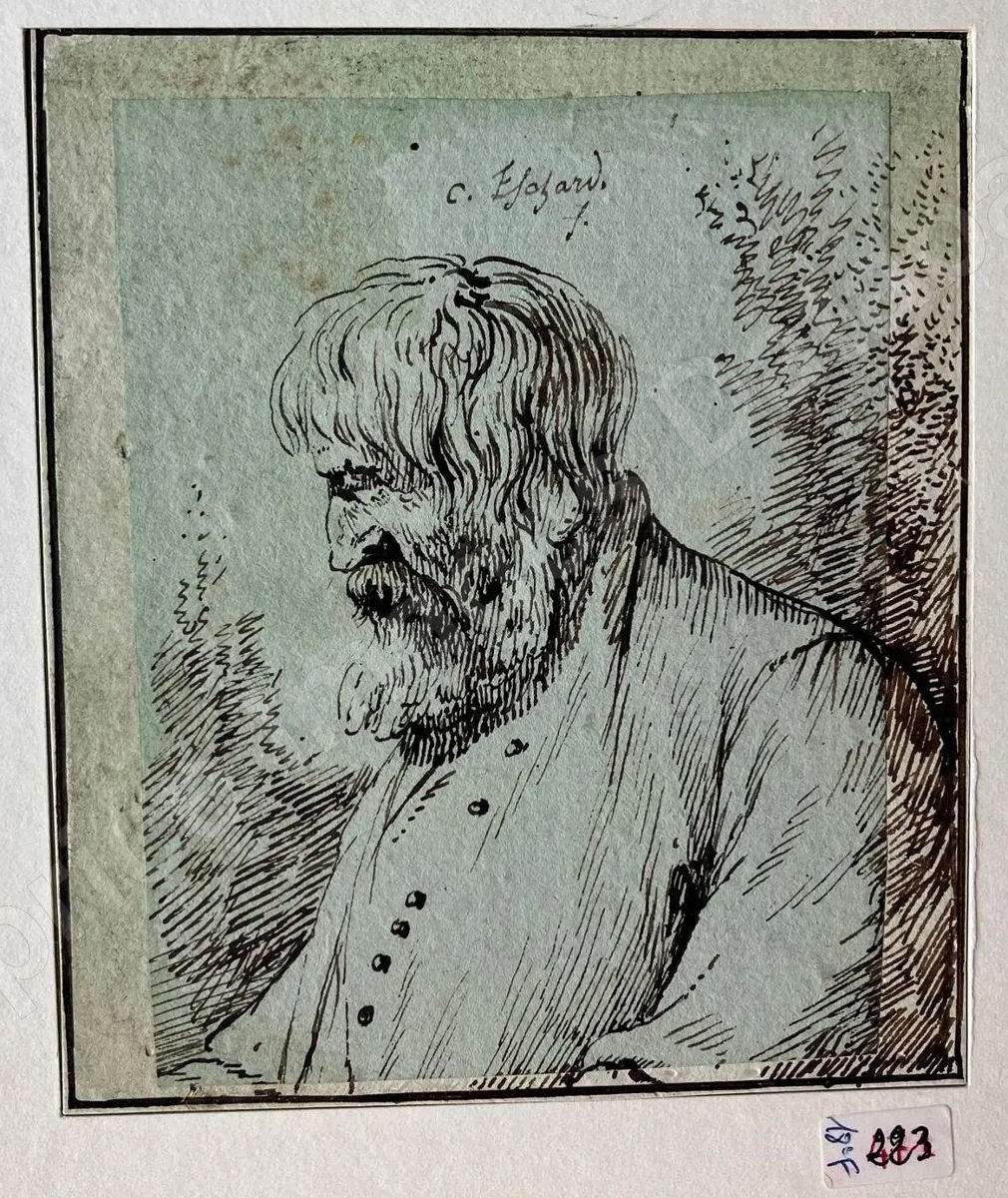 Tête d'homme barbu de profil gauche