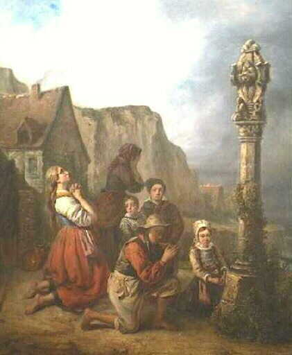 La famille du pêcheur en prière