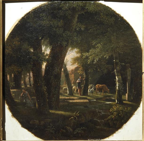 Paysage avec berger et troupeau