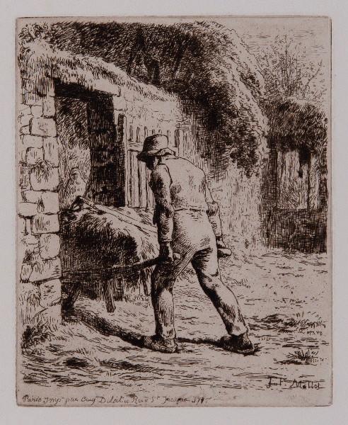 Paysan rentrant du fumier