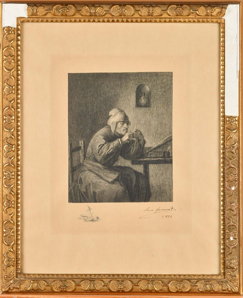 Le tailleur de plume ; Homme taillant une plume (autre titre)
