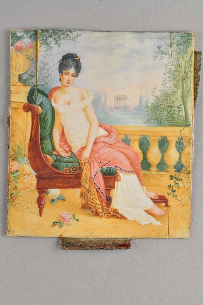Femme assise sur une terrasse, portrait présumé de Mme Récamier