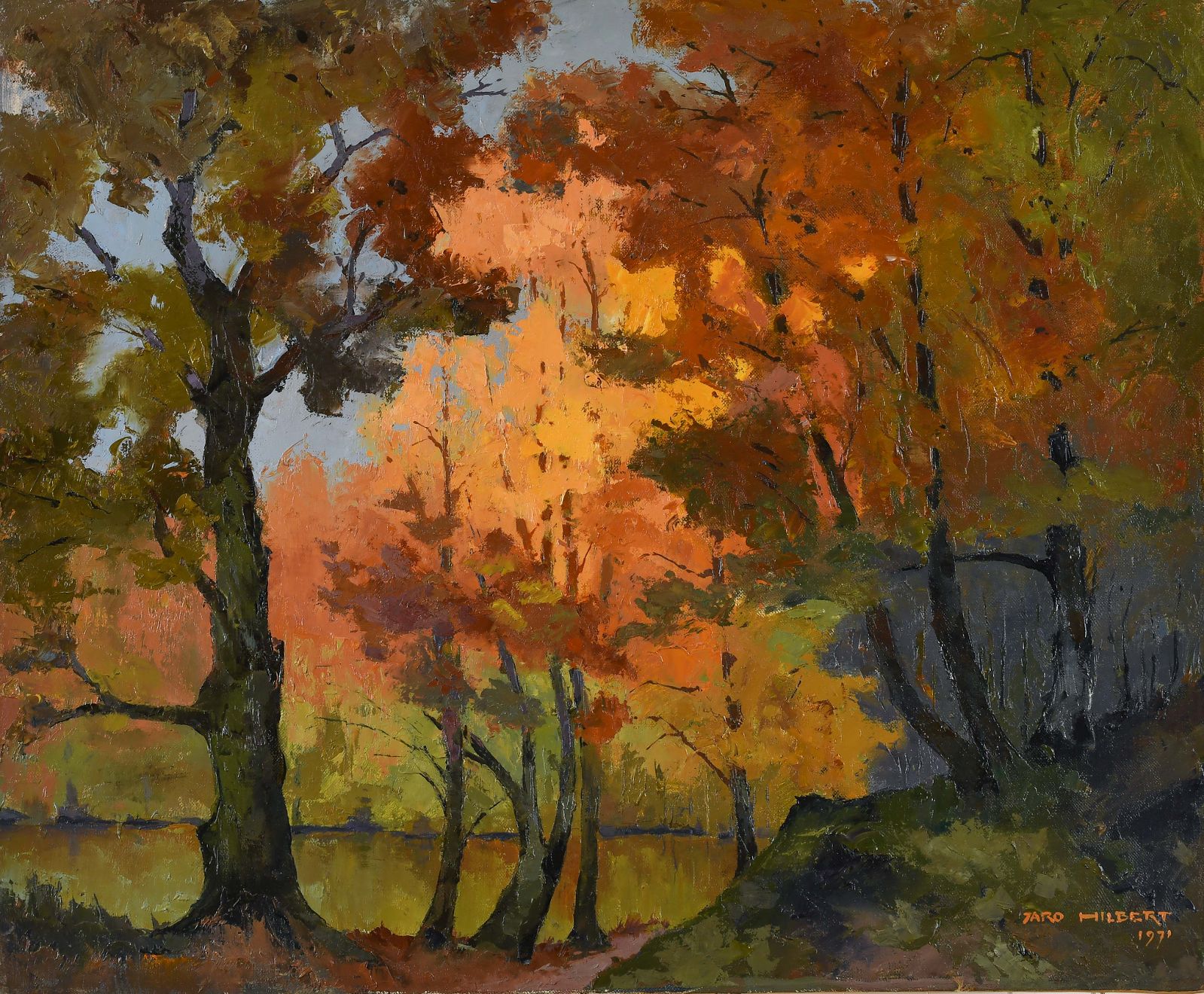 Vieux chênes au bord de l'étang