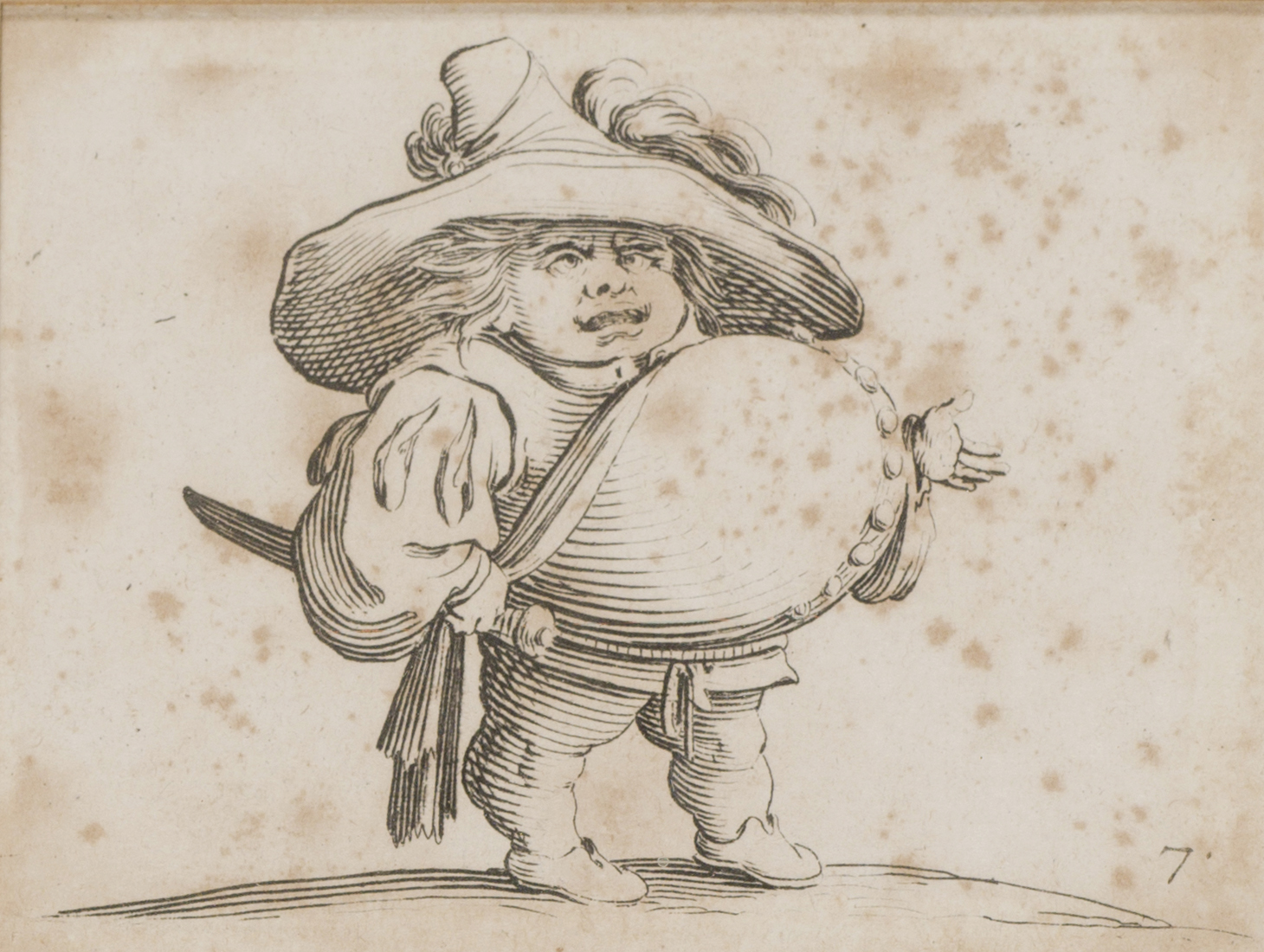 Les Gobbi : homme au gros ventre et au chapeau à plumes