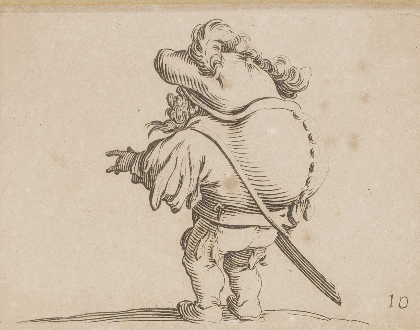 Les Gobbi : bossu vu de dos avec veste à boutons