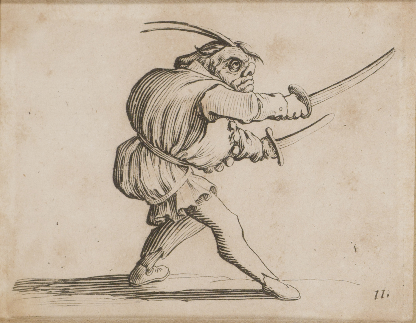 Les Gobbi : homme brandissant deux sabres