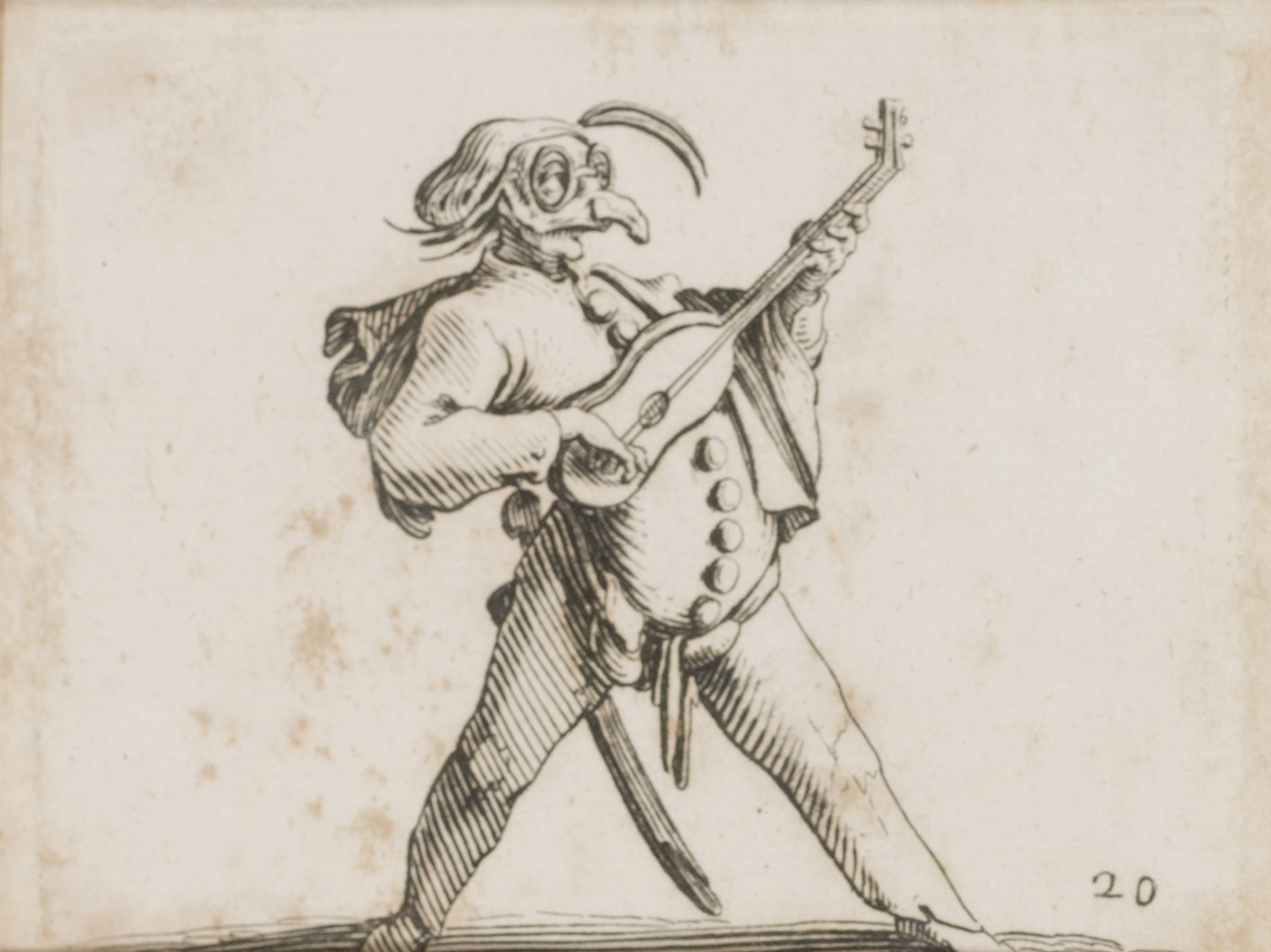 Les Gobbi : homme masqué jouant de la guitare