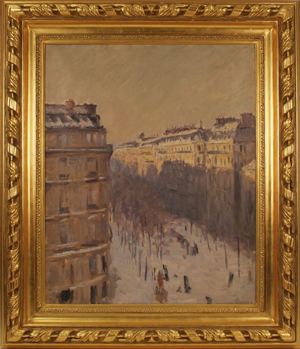 Boulevard Haussmann sous la neige