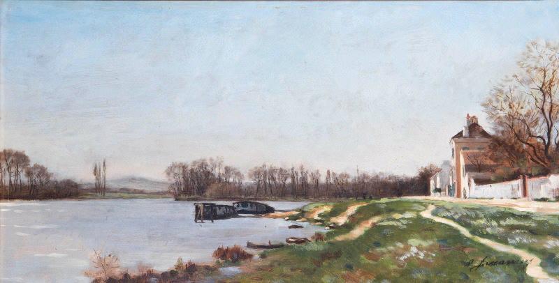 Bords de Seine, bateaux et laveuse