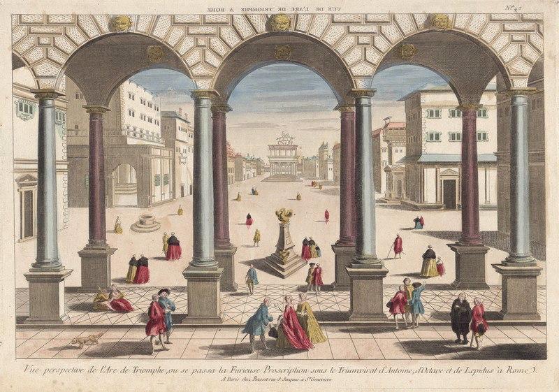 Vue perspective de l'Arc de Triomphe à Rome