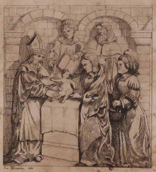La présentation de l'enfant Jésus au temple (?) ; Scène religieuse (?)