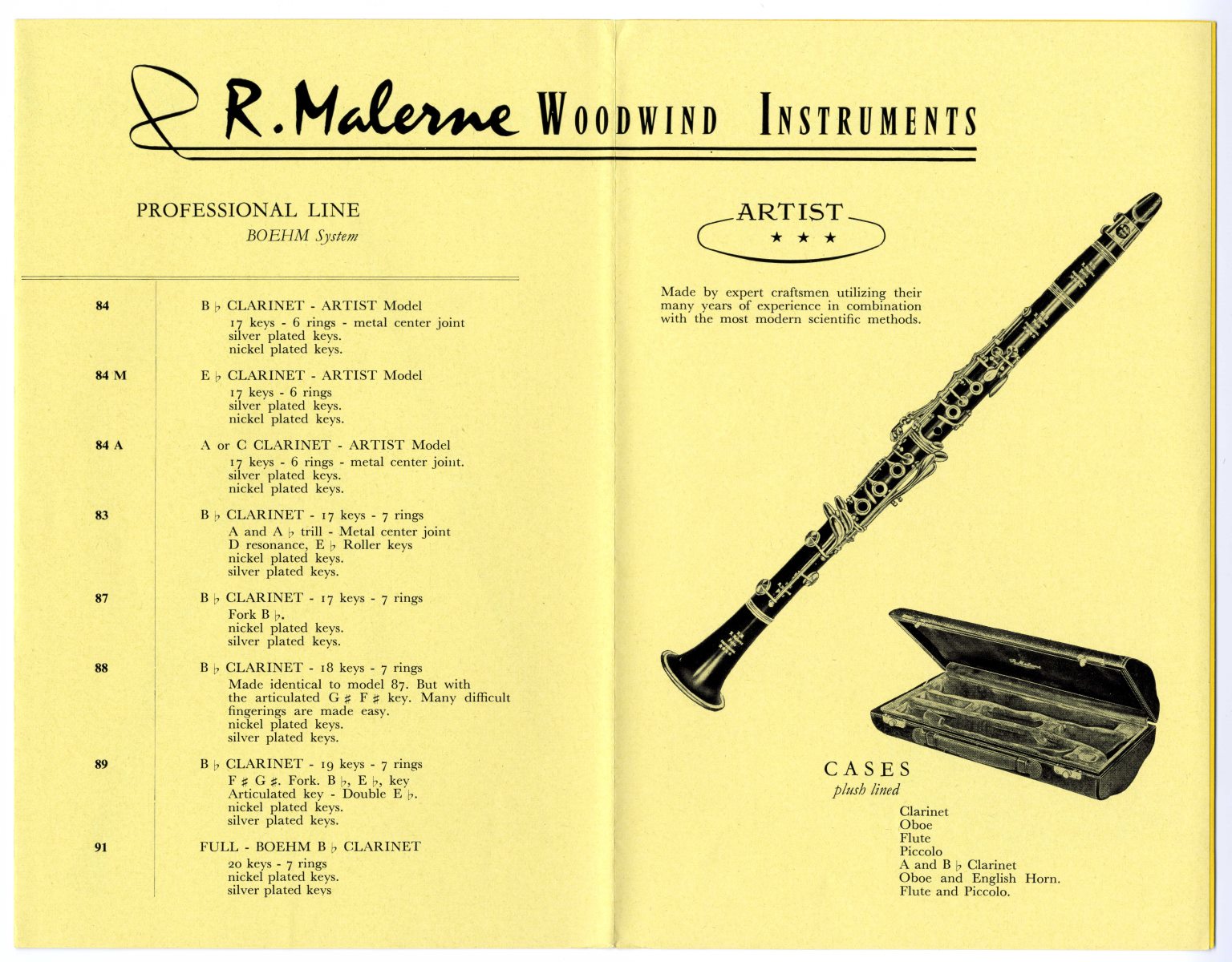 Brochure Robert Malerne "woodwind instruments"