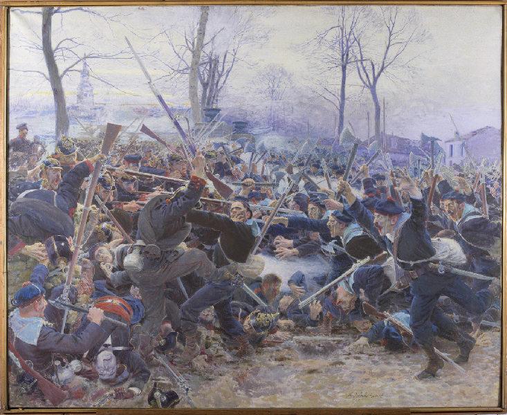 La Mêlée, attaque de la brigade des fusiliers marins, aux environs de Paris en 1870
