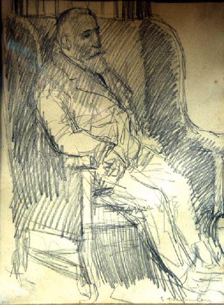 Anatole France assis de profil droit