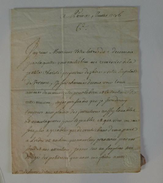 Lettre du Maréchal de Belle-Isle à M. de Savary, chanoine de Vernon ; Paris, 1er juillet 1736