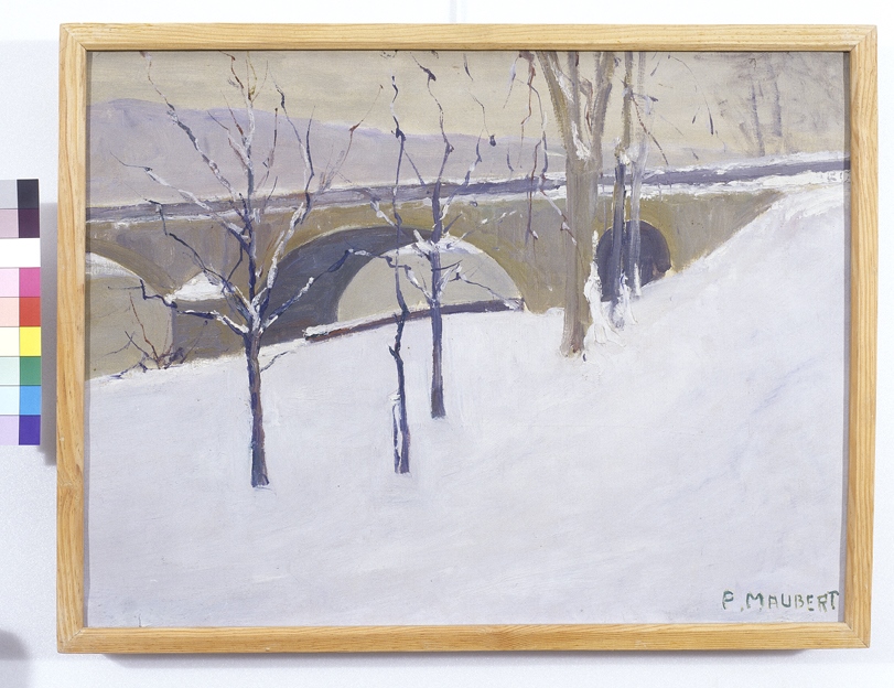 Le pont de Vernon sous la neige