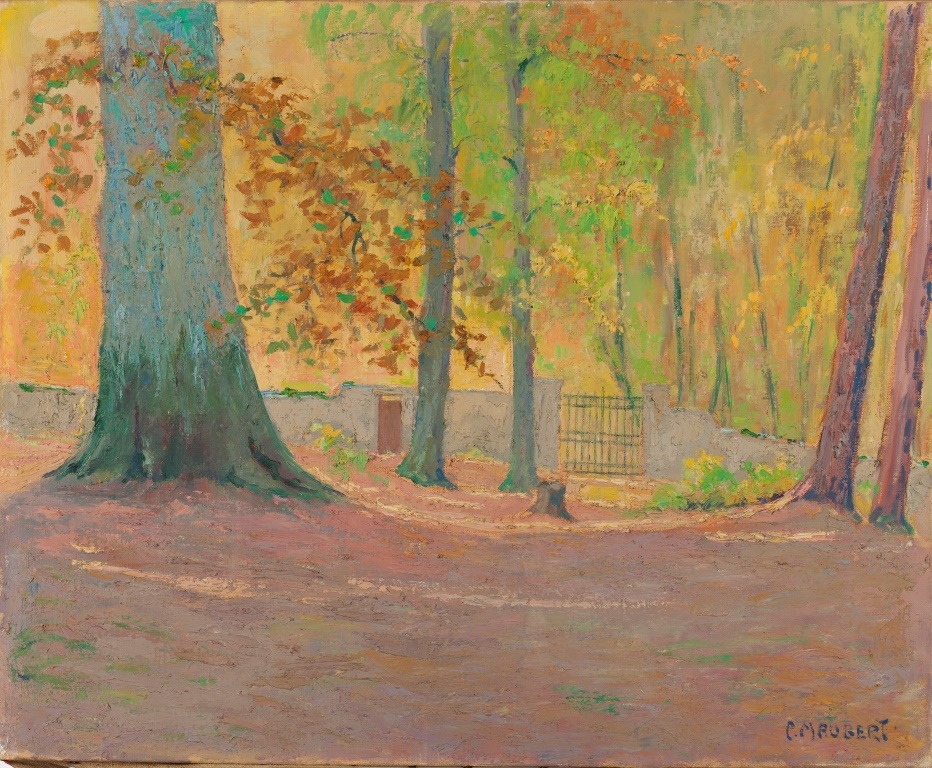 Entrée d'un parc dans une forêt