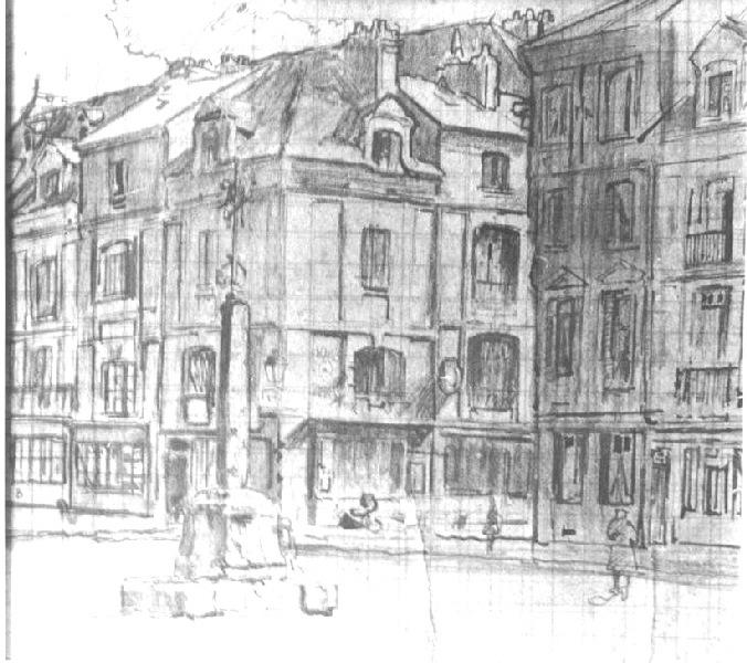 La halle au lin ; La rue Sainte-Catherine (autre titre) ; Une place à Dieppe (autre titre) ; Rue de la Boucherie à Dieppe (autre titre)
