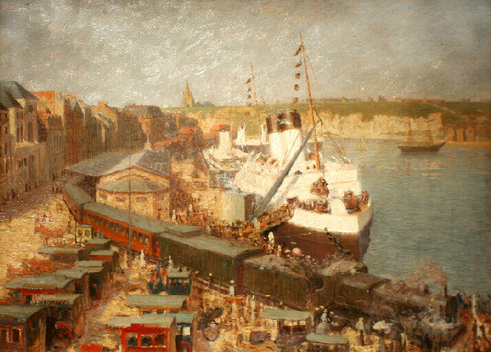 Arrivée de la malle d'Angleterre à la gare maritime du port de Dieppe (à la gare maritime du port de Dieppe)