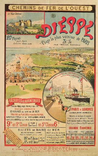 Chemins de fer de l'ouest - Dieppe - Plage la plus voisine de Paris (voisine de Paris)
