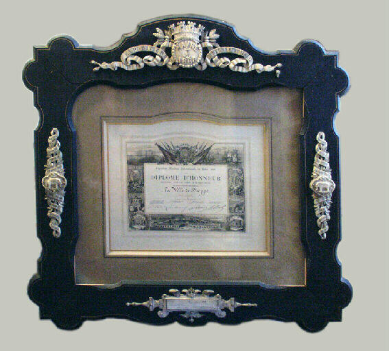 Diplôme d'honneur de l'exposition maritime internationale du Havre, 1868 (du Havre pour la Ville de Dieppe et ses ivoires sculptés)