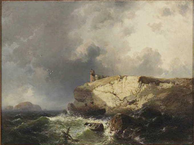 Navire à la côte après la tempête