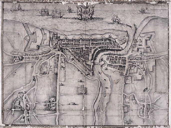 Plan ou vue cavalière de la ville de Dieppe