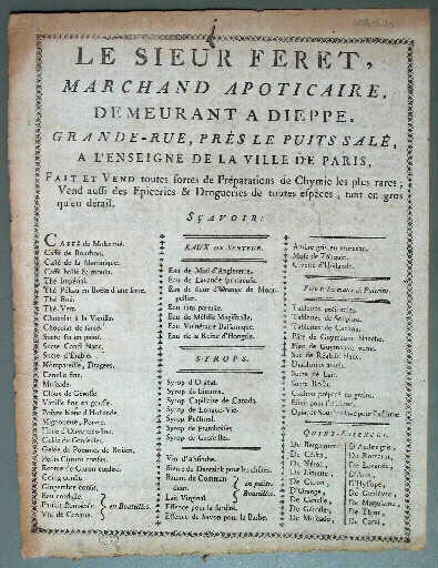 Le Sieur Féret, marchand apothicaire