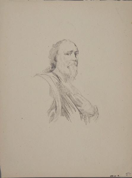 Homme barbu en buste (Main sur la poitrine 3/4 à droite)
