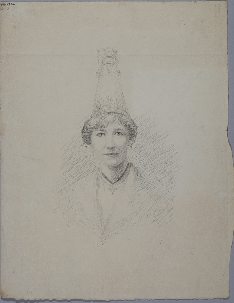 Portrait de Mademoiselle Madeleine Lefevre portant la coiffe cauchoise (Titre)