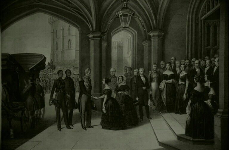 Réception du roi sous le péristyle (titre inscrit)