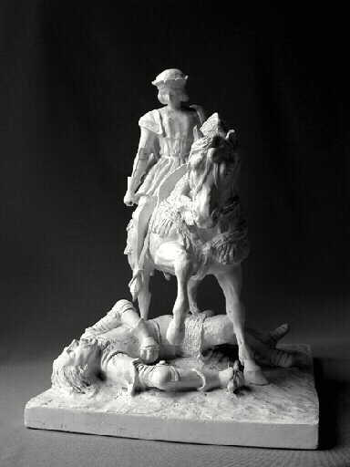 Jeanne d'Arc pleurant à la vue des blessés