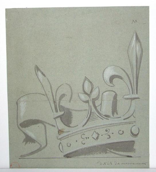 Râtelier pour fusils de chasse ; Château d'Eu Couronnement du râtelier à fusils (autre titre)