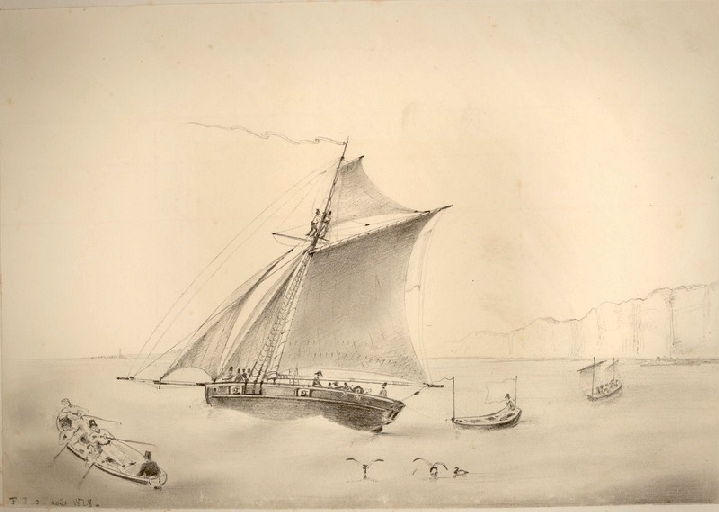 Frégate sur la côte normande