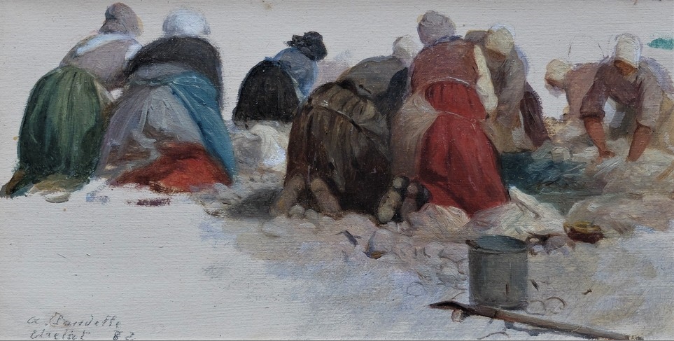 Lavandières sur la plage d’Étretat