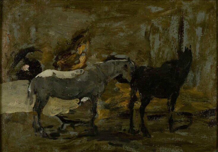 Etude de chevaux ; Etude chevaux, un noir et un blanc (ancien titre)