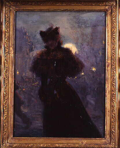 Femme en noir au manchon