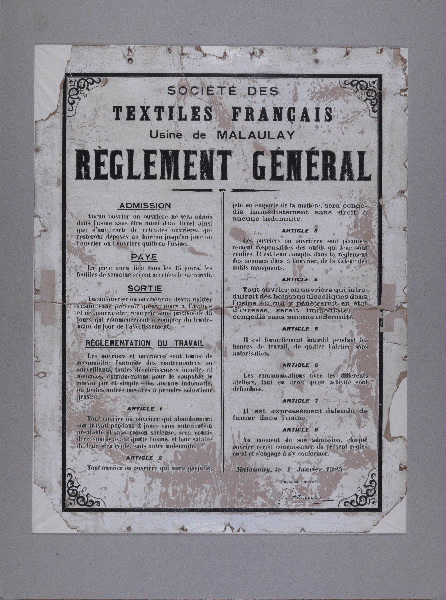 Réglement général de la Société des textiles Français (Titre inscrit)