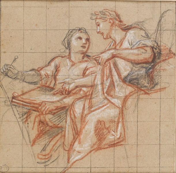 Etude de deux figures vêtues à l'antique ; La Renommé et l'Histoire ; L'éducation de Marcellus avec Virgile