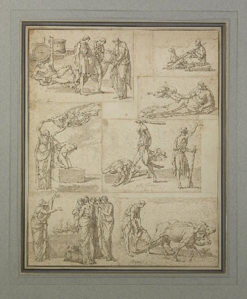 Sept études d'après les portes du baptistère de Florence par Ghiberti ; Les bas-reliefs de Ghiberti au baptistère de Florence