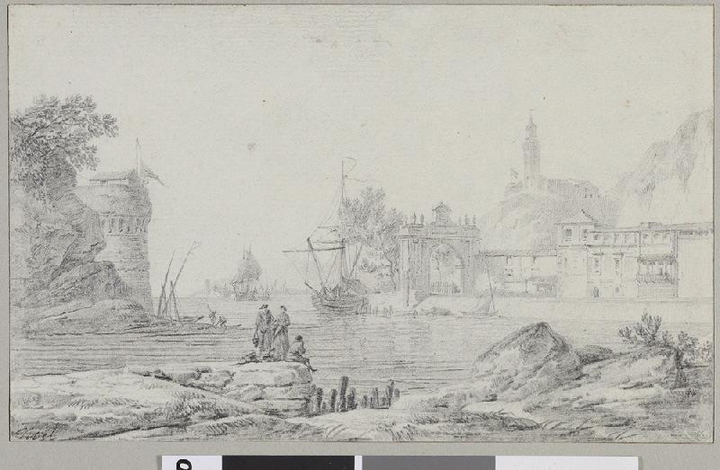 Vue d'un port méridional ; Vue d'un port Méditerranéen (autre titre)