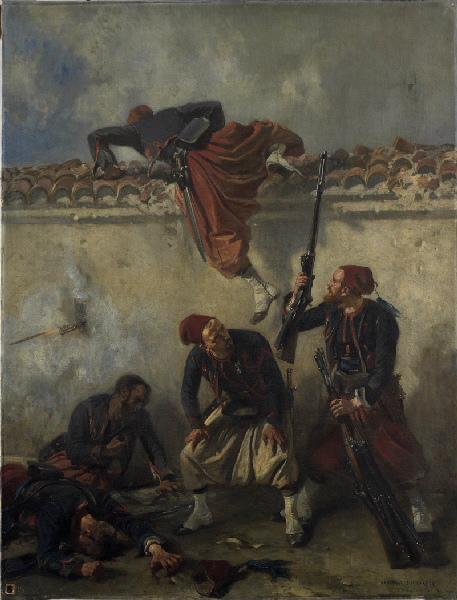 Les zouaves escaladant les murs du cimetière de Malegnano